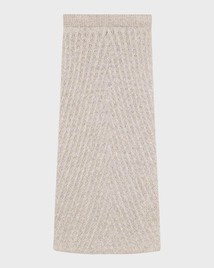 Image 2 of 5: Straight Cable-Knit Midi Skirt