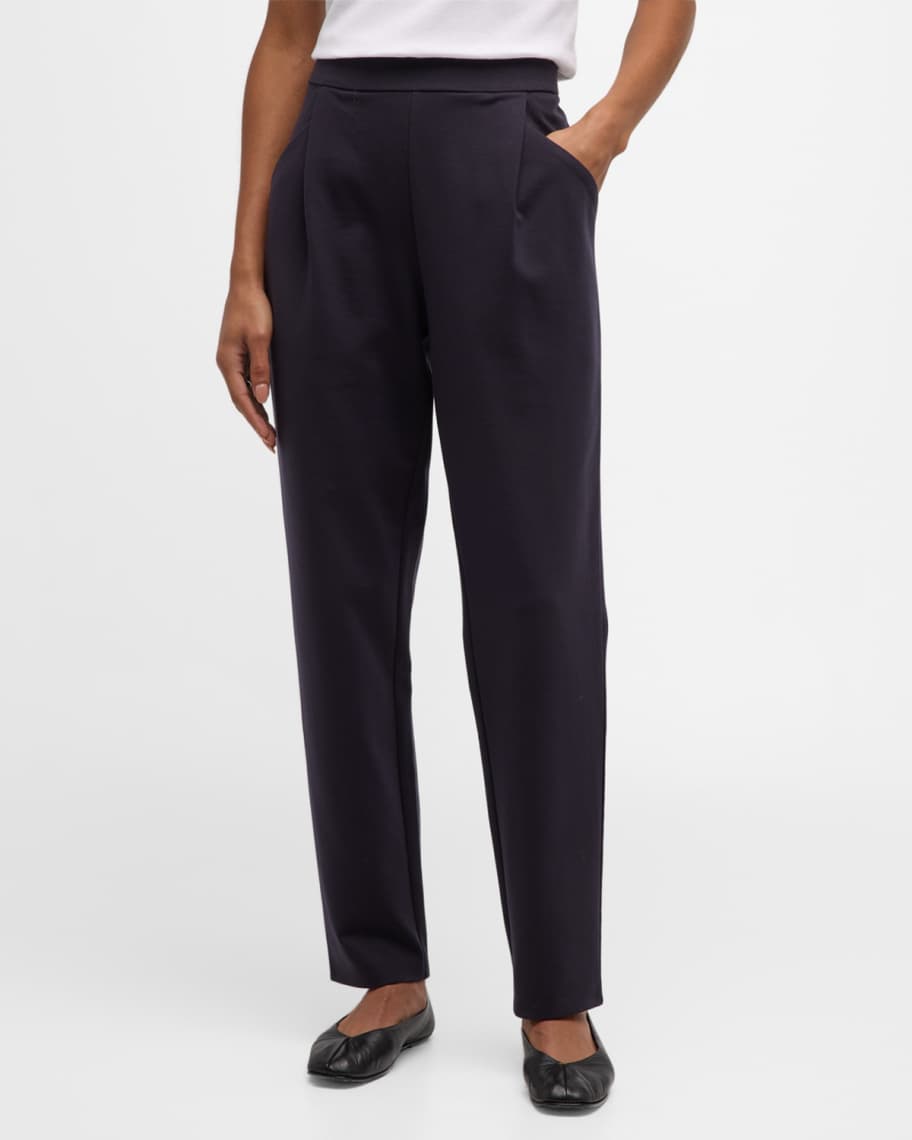 Eileen Fisher Pleated Cropped Flex Ponte Pants | Neiman Marcus