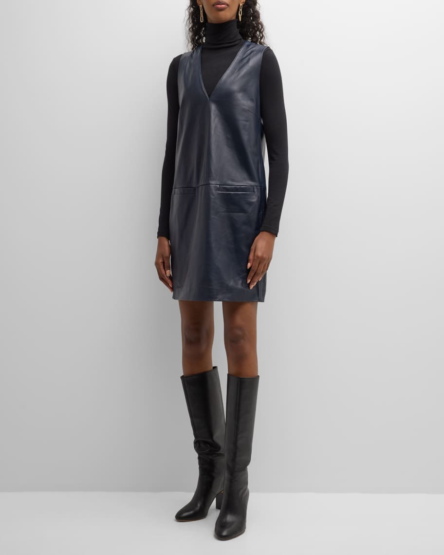 Emporio Armani Sleeveless Nappa Leather Mini Shift Dress