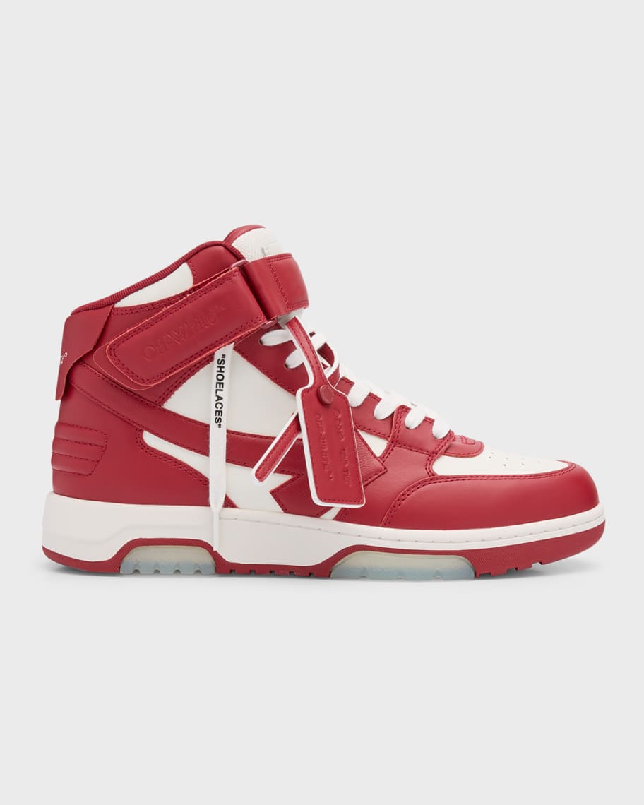 Off-White Men's Out Of Office Leather Mid-Top Sneakers | Neiman Marcus