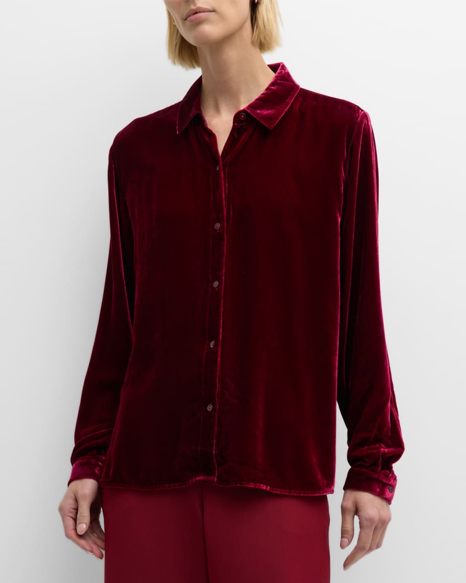 She Wore Velvet Dress | Button Down Velvet Shirt Dress Duster main image 1