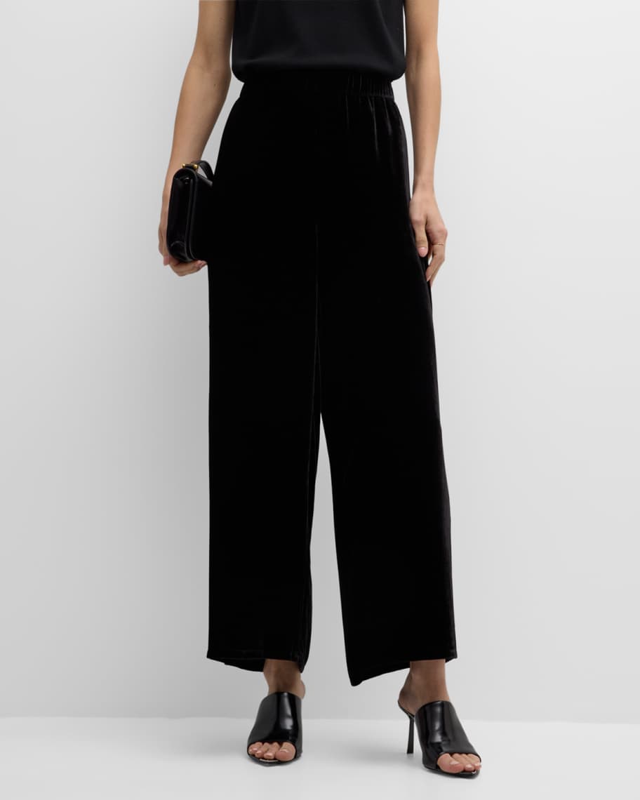 Eileen Fisher Petite Cropped Wide-Leg Velvet Pants | Neiman Marcus