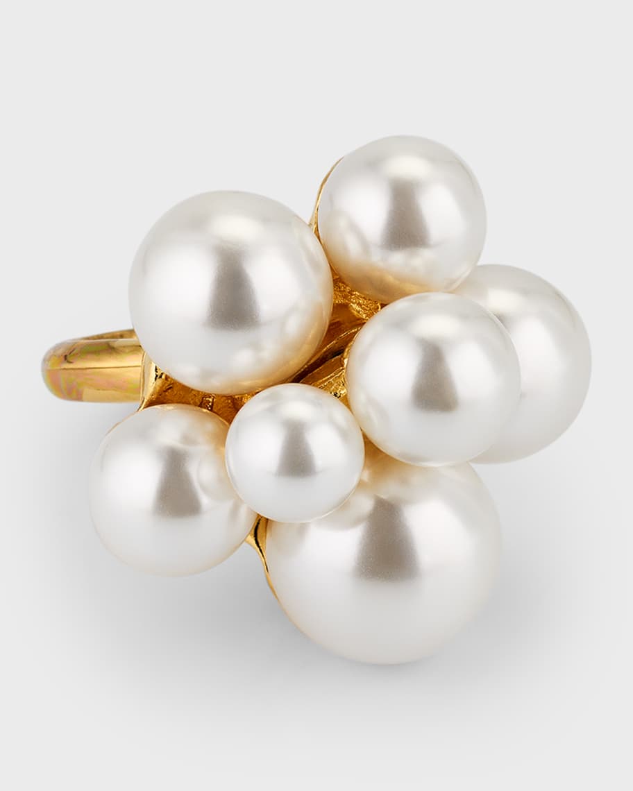 Oscar de la Renta Golden Pearly Popcorn Ring | Neiman Marcus