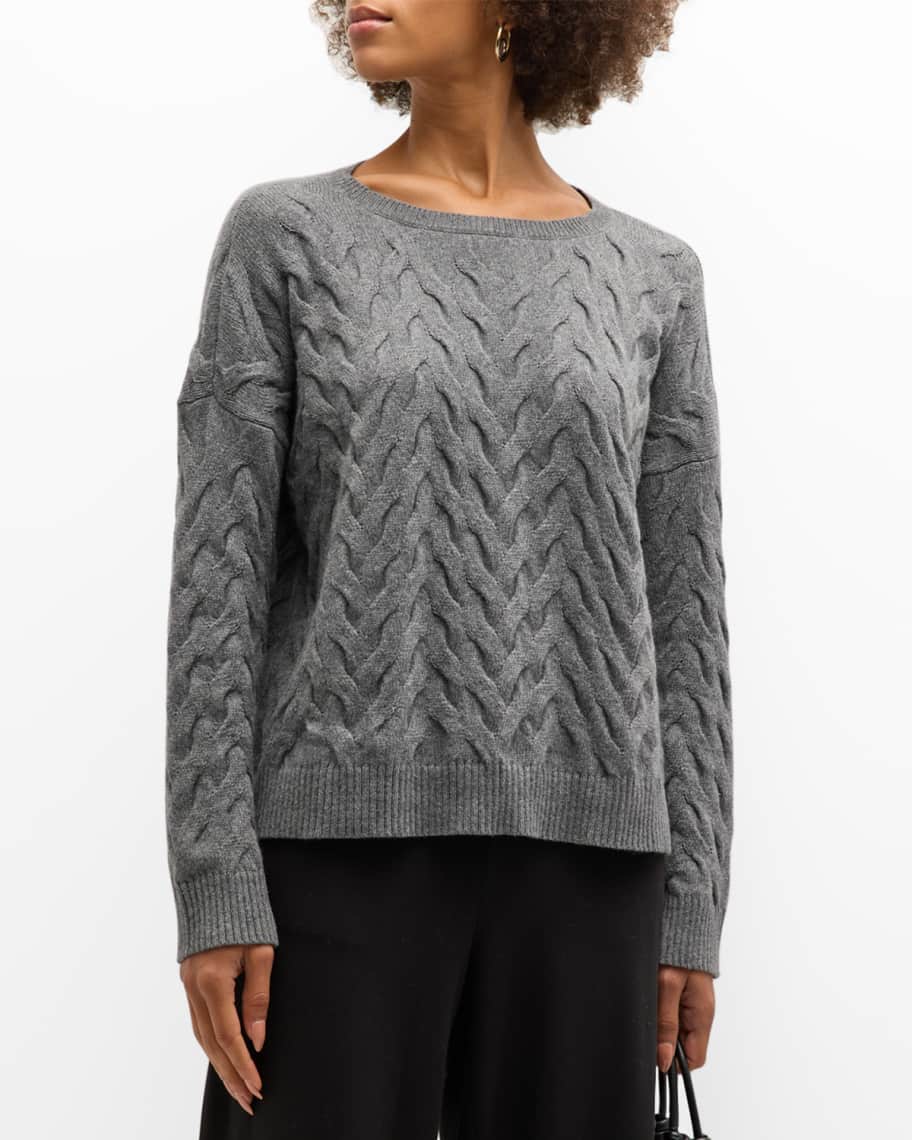 Plus Size Twist Faux Fur Neck Cable Knit Sweater And Leggings