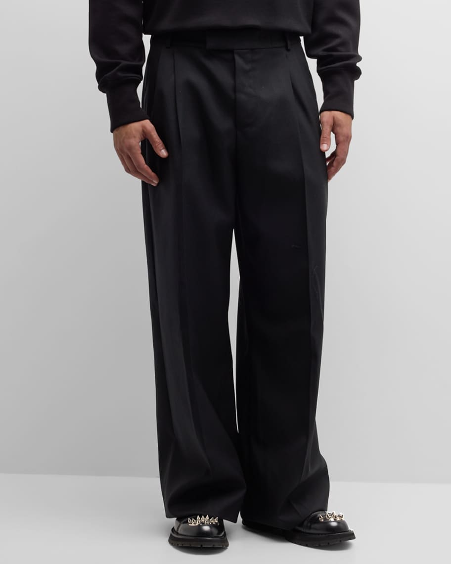 Alexander McQueen Men's Baggy Tailored Wool Dress Pants | Neiman Marcus