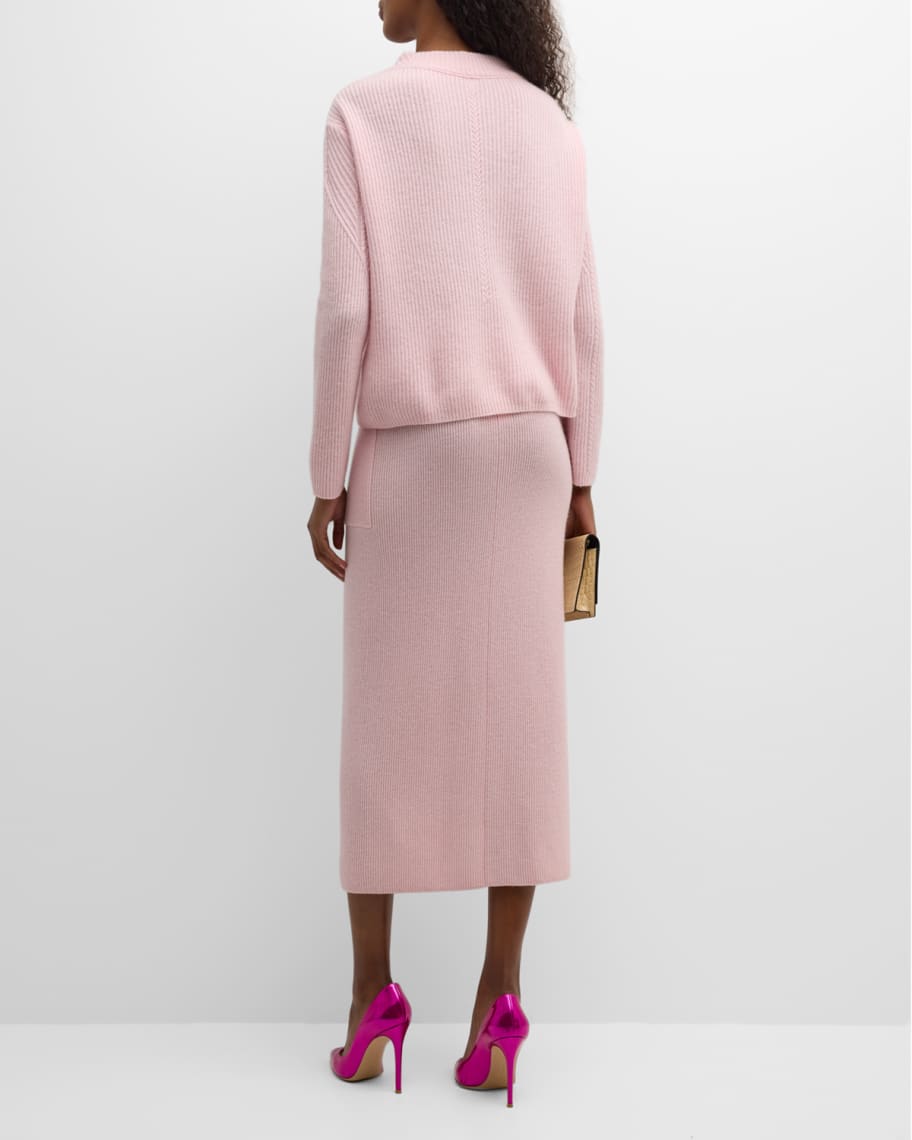 Image 3 of 6: Ribbed Wool-Cashmere Midi Skirt