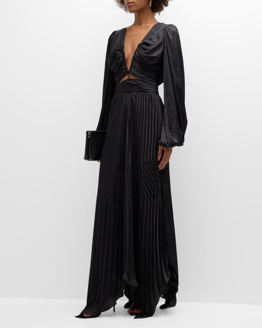 Ramy Brook Marley Pleated Long-Sleeve Dress | Neiman Marcus