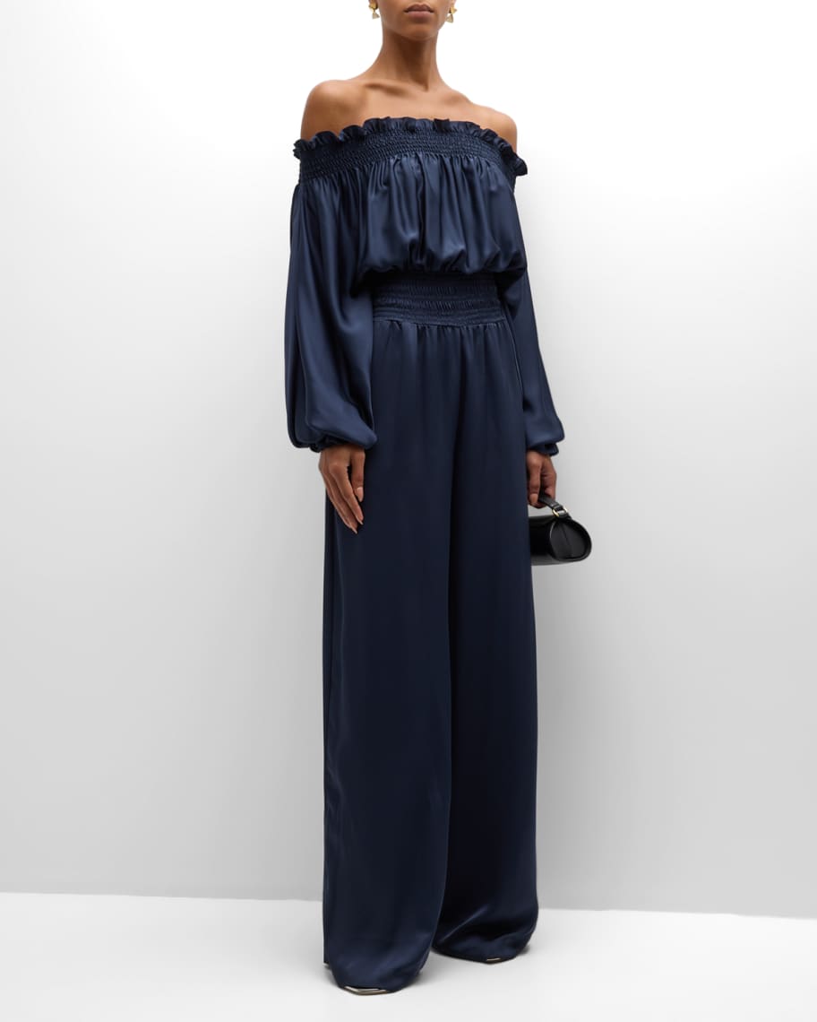 Ramy Brook Teagan Off Shoulder Wide Leg Jumpsuit Neiman Marcus