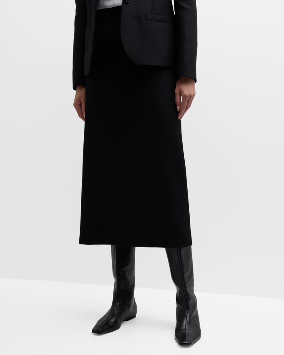 THE ROW Kassie Wool Midi Skirt | Neiman Marcus