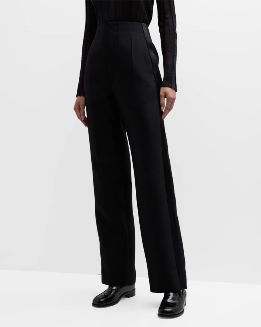 THE ROW Hector Side-Stripe Straight-Leg Tuxedo Pants | Neiman Marcus