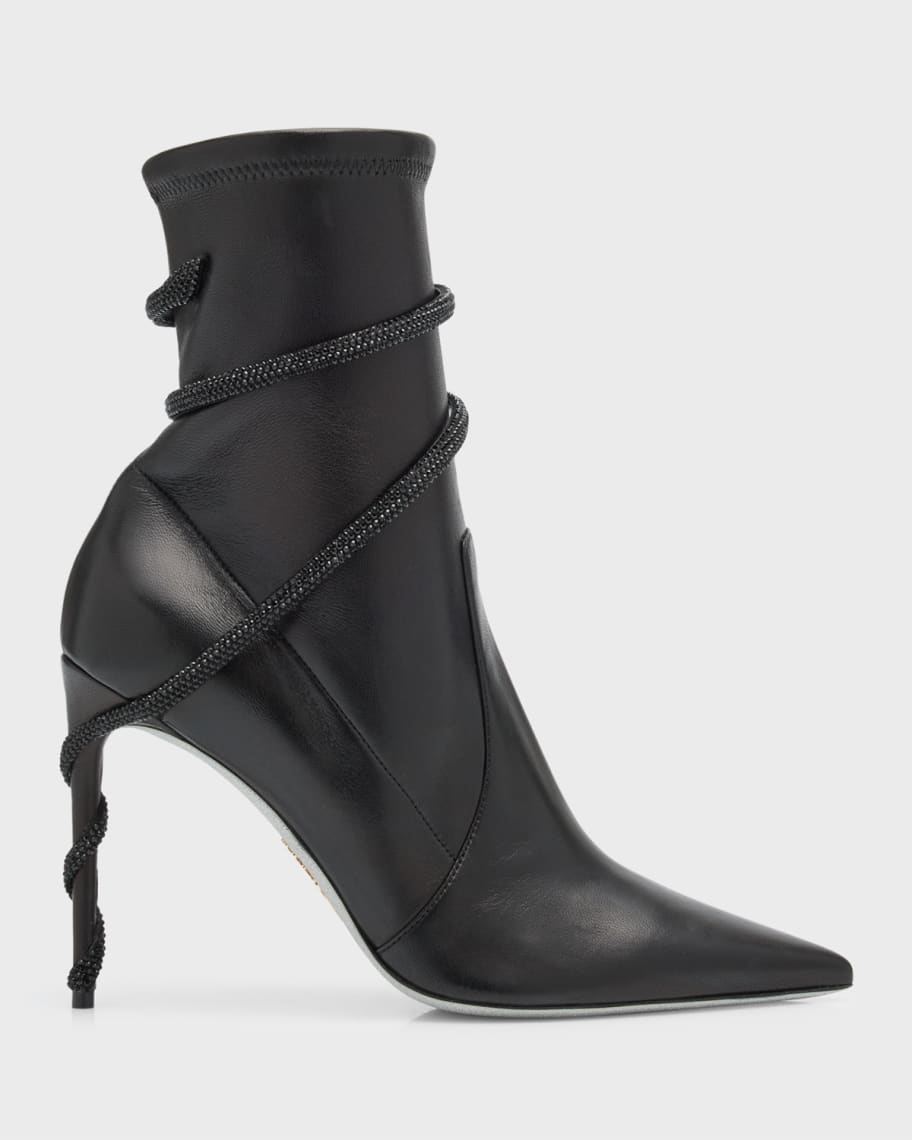 Rene Caovilla Snake Wrap Strass Stiletto Stretch Booties Neiman Marcus