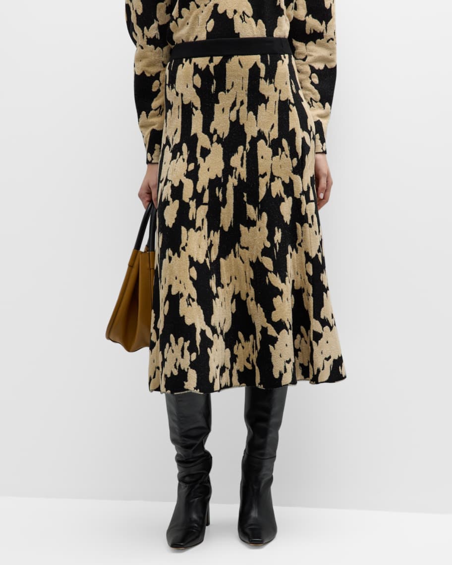 Tanya Taylor Ripley Floral Jacquard Knit Midi Skirt | Neiman Marcus