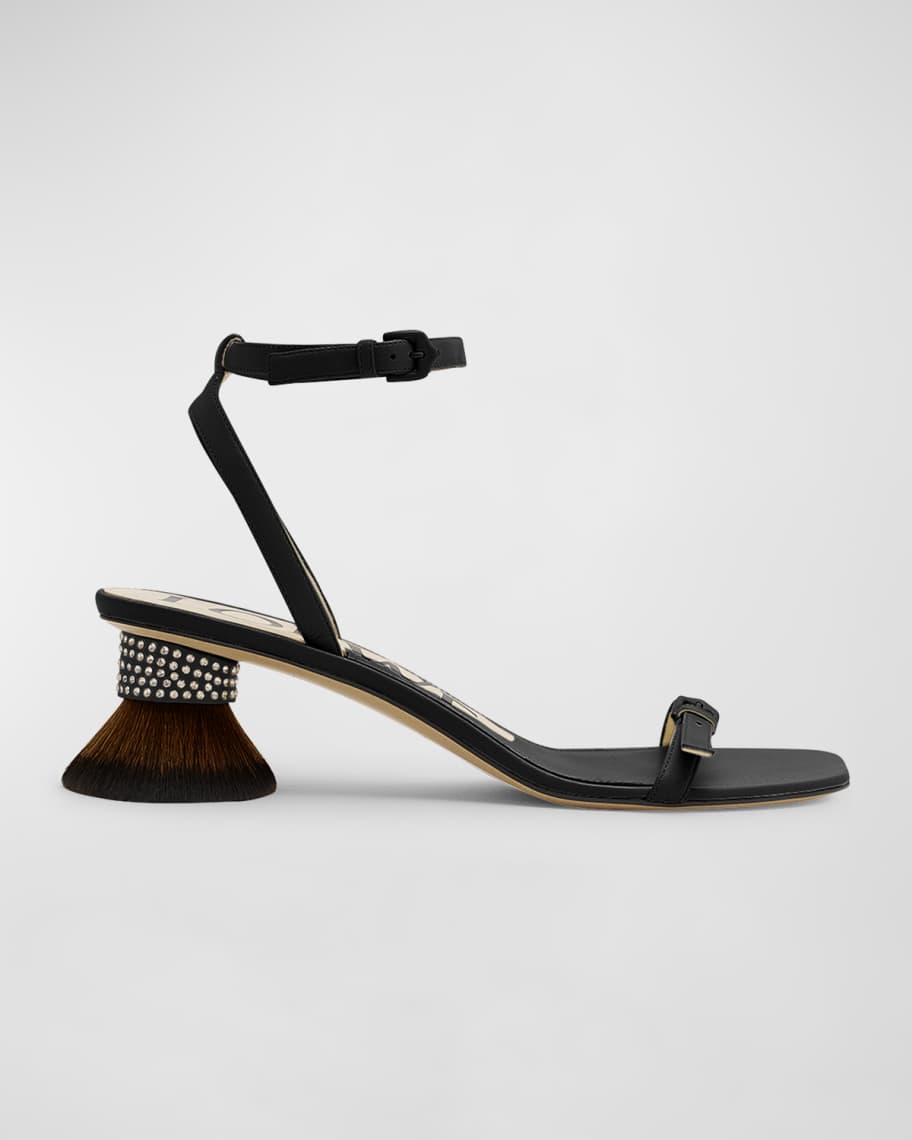 LOEWE♡ ブラック「Petal」ミュール Loewe: Women's Petal Brush Heel Sandal (Black) | DSMNY E-SHOP