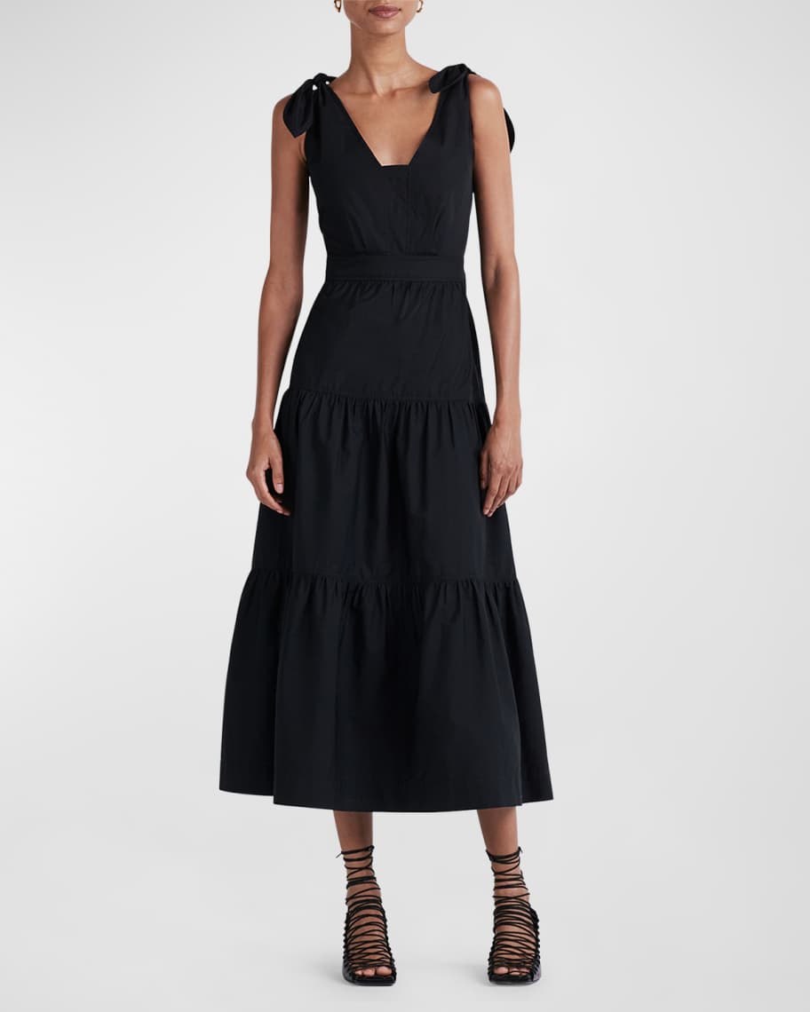 Derek Lam 10 Crosby Timothea Tiered Shoulder-Tie Midi Dress | Neiman Marcus