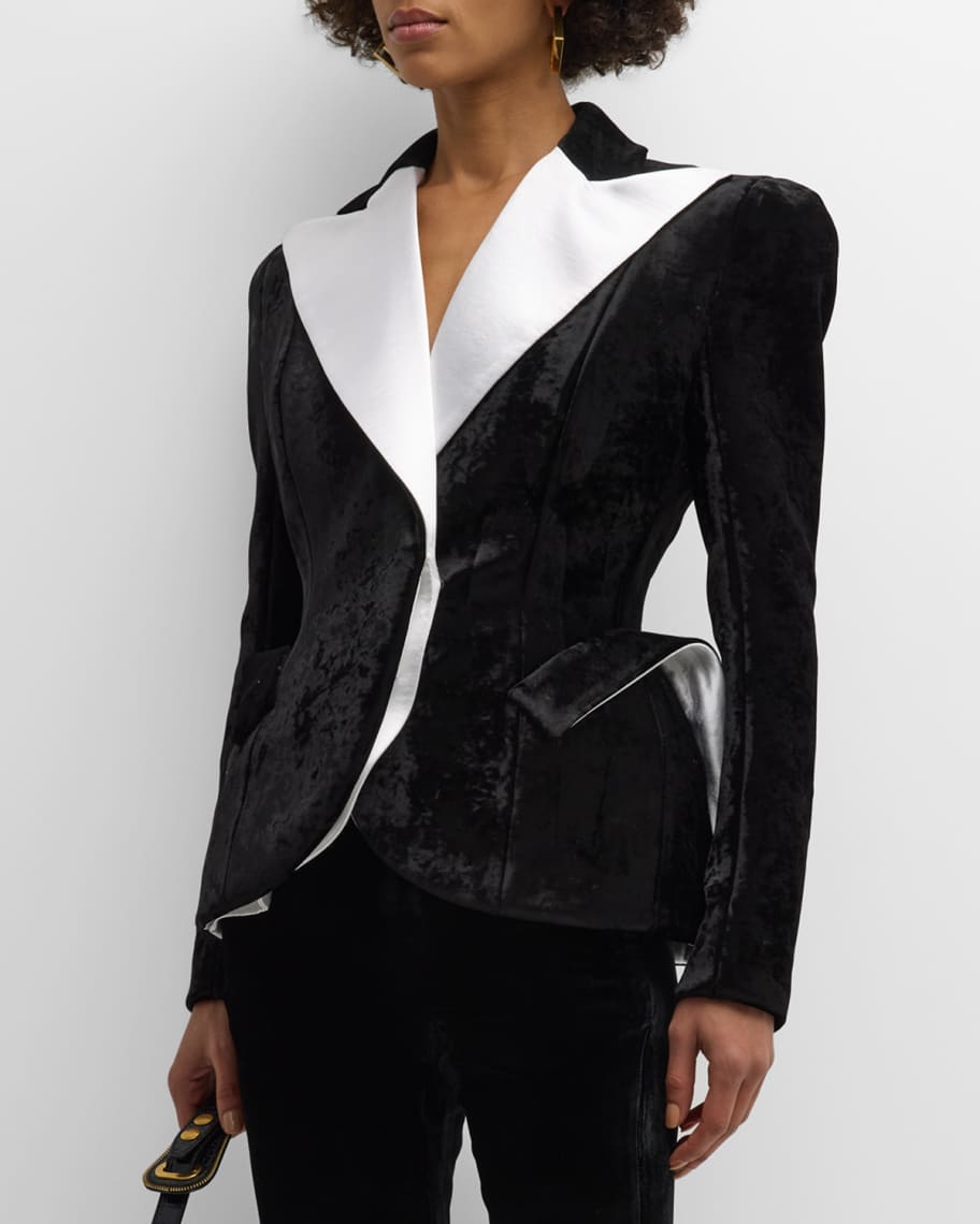 White velvet blazer womens discount