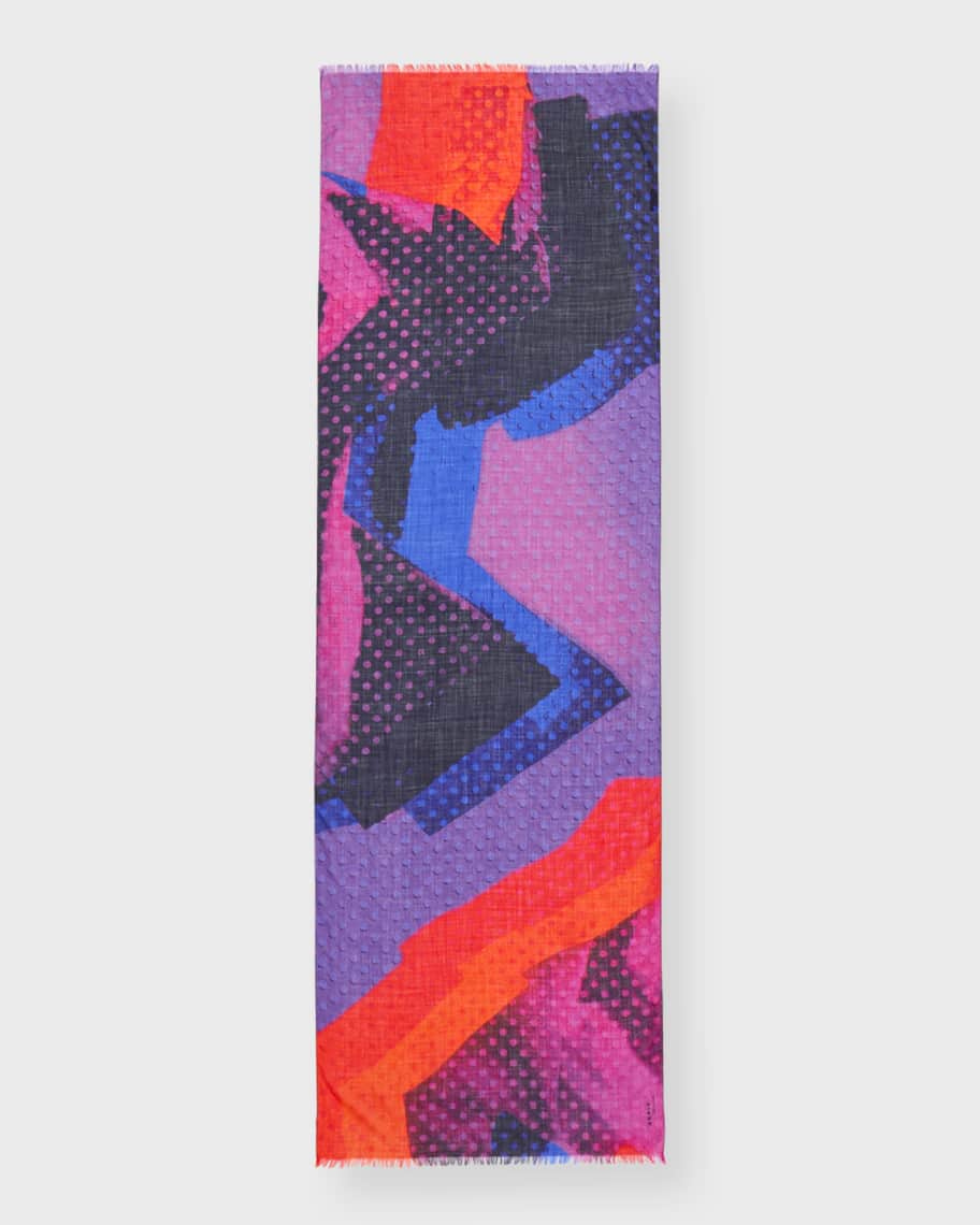Image 2 of 4: Cashmere Silk Superimposition Print Scarf