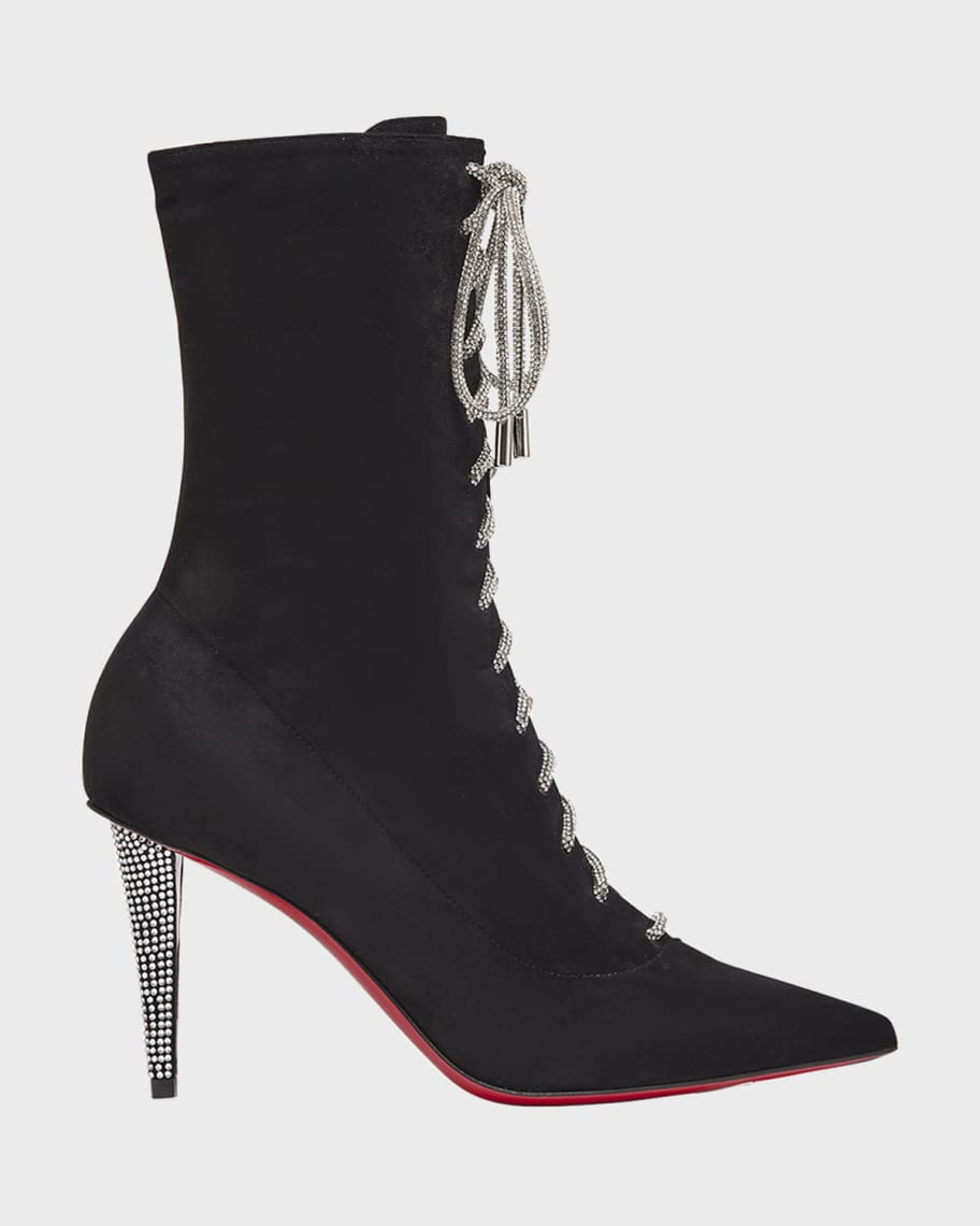 Christian Louboutin Astrid Suede Lace-Up Red Sole Booties | Neiman Marcus
