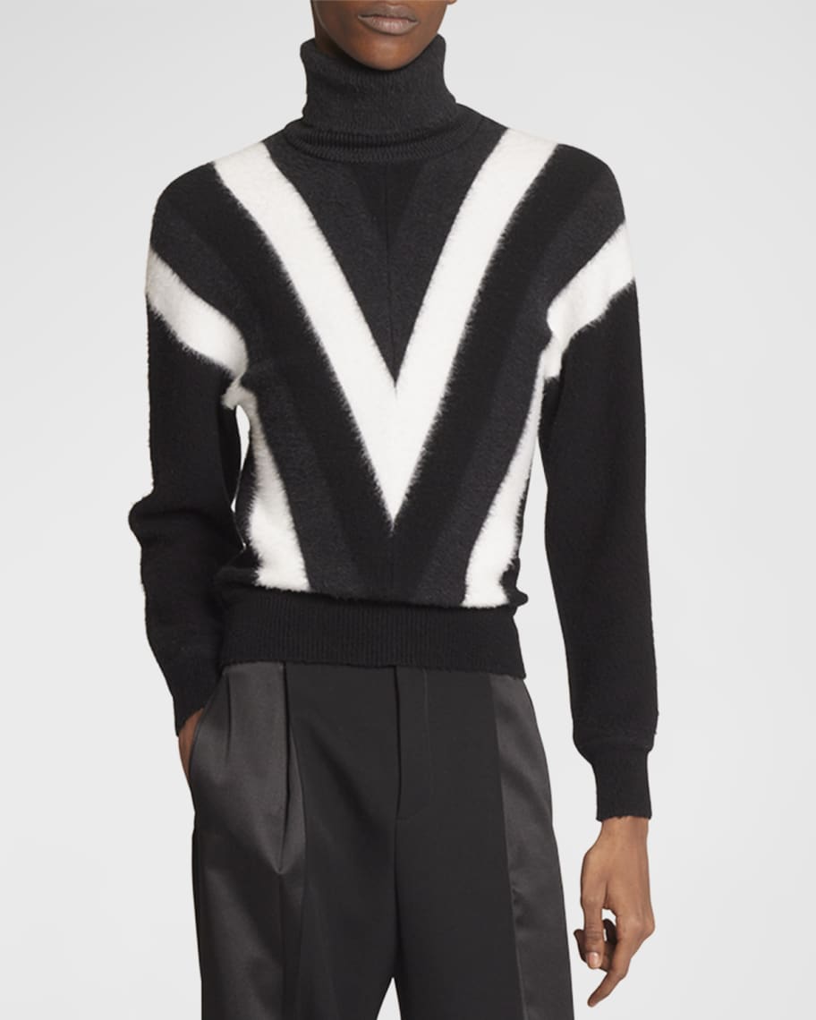 Saint Laurent Men's Chevron Knit Turtleneck