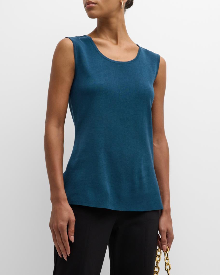 Mid-Length Scoop Neck Knit Tank, Nebula