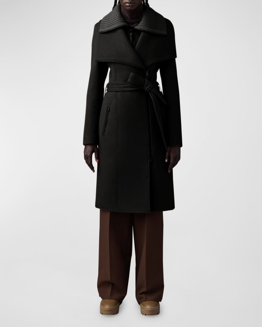 Mackage Nori Double Face Wool Belted Top Coat Neiman Marcus
