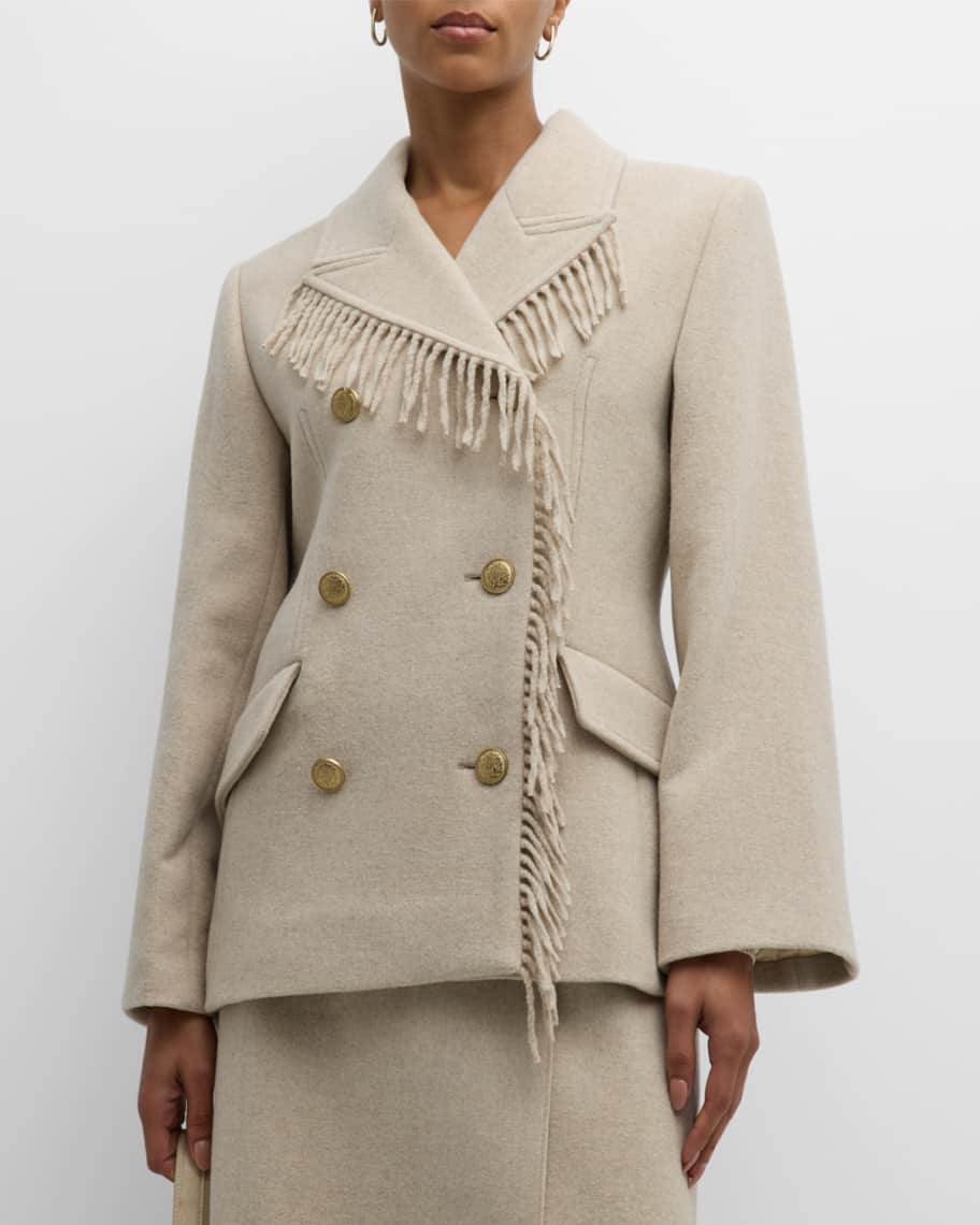 【関税込み】By Malene Birger コート By Malene Birger Iggie Double-Breasted Fringe-Trim Blazer