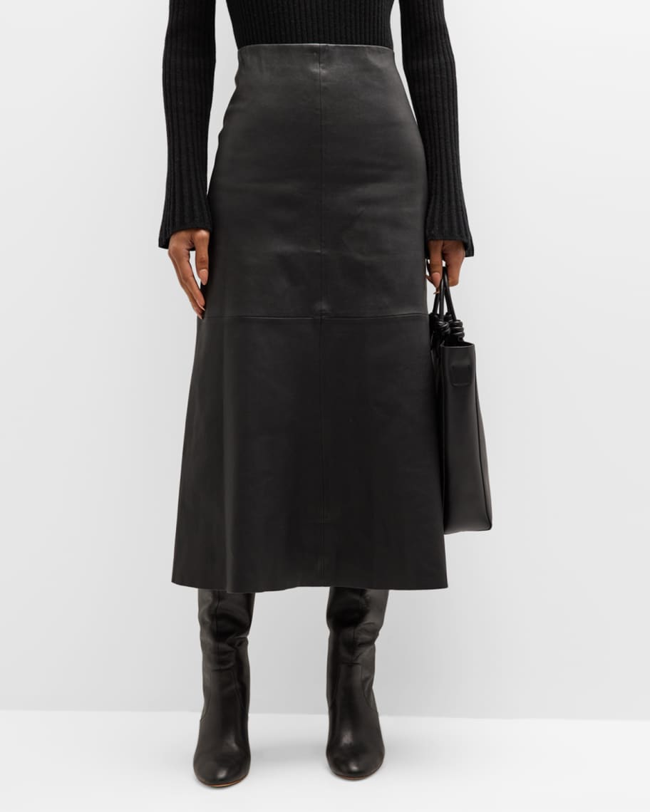 By Malene Birger Simoas Leather Midi Skirt | Neiman Marcus