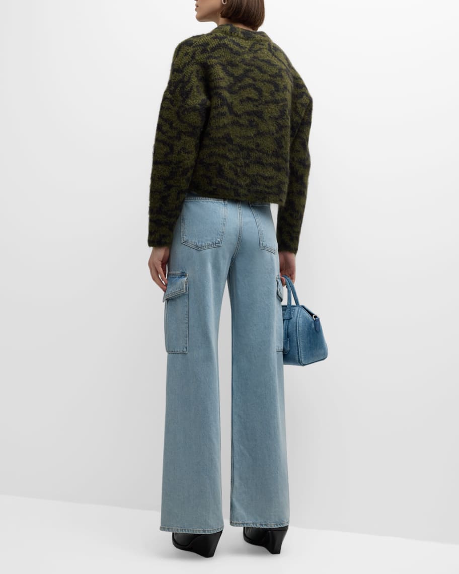 Image 3 of 6: Abstract Jacquard Crewneck Sweater