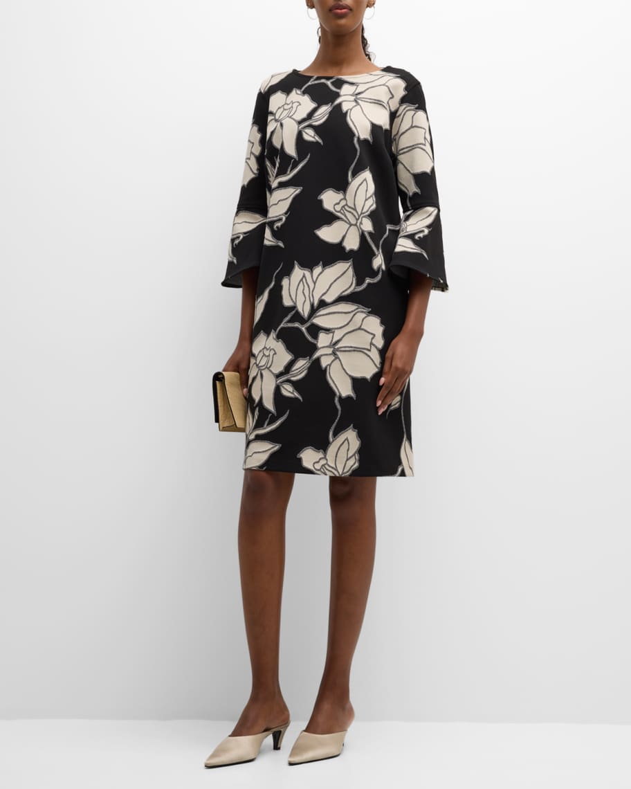 Caroline Rose Bella Bell-Sleeve Knit Midi Dress | Neiman Marcus