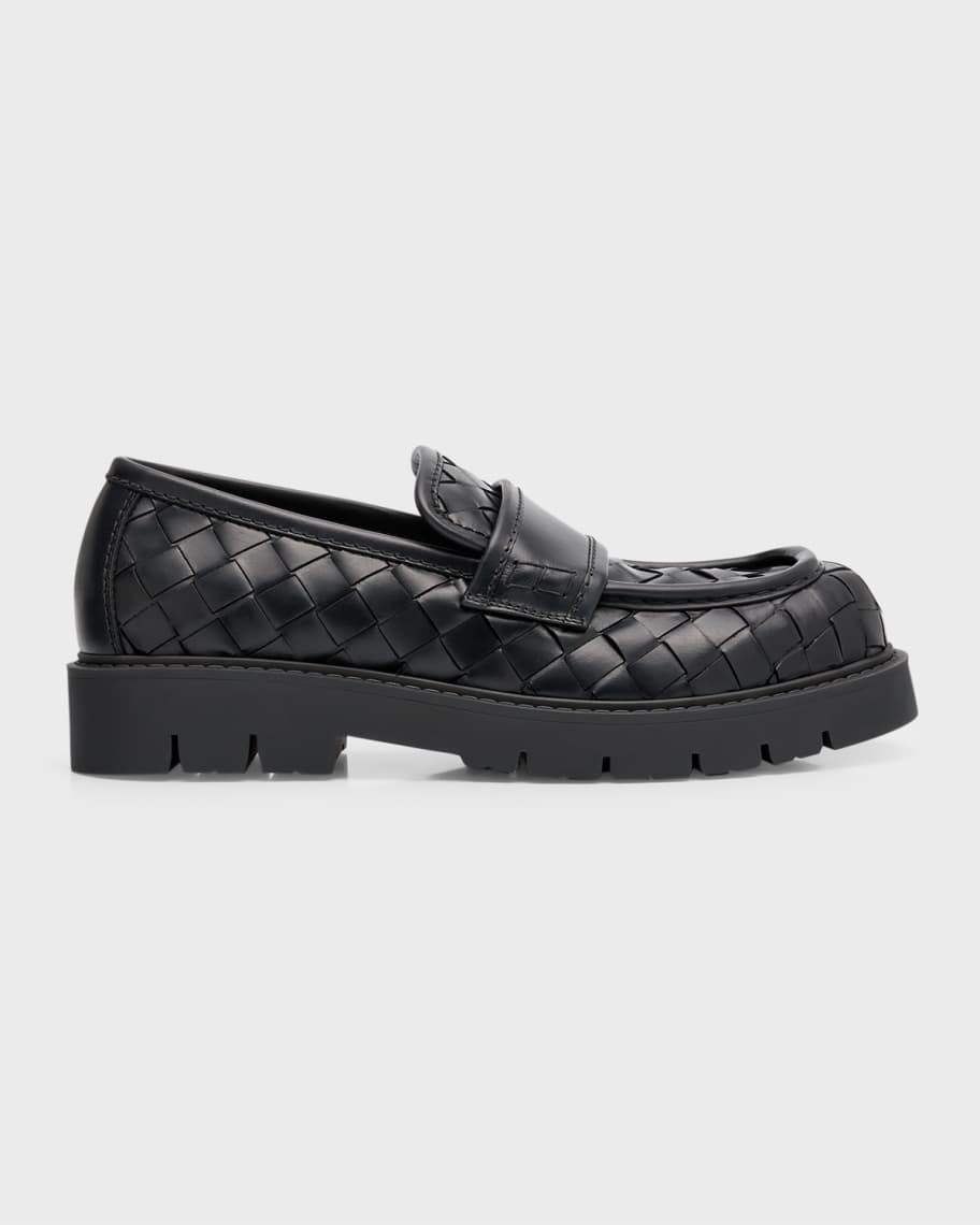Bottega Veneta Men's Haddock Intrecciato Leather Penny Loafers