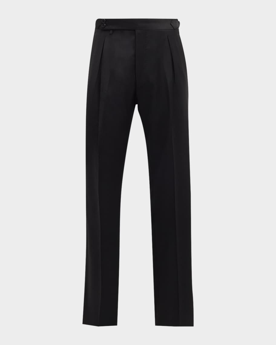 Giorgio Armani Mens Pleated Front Woven Straight Leg Dress Pants