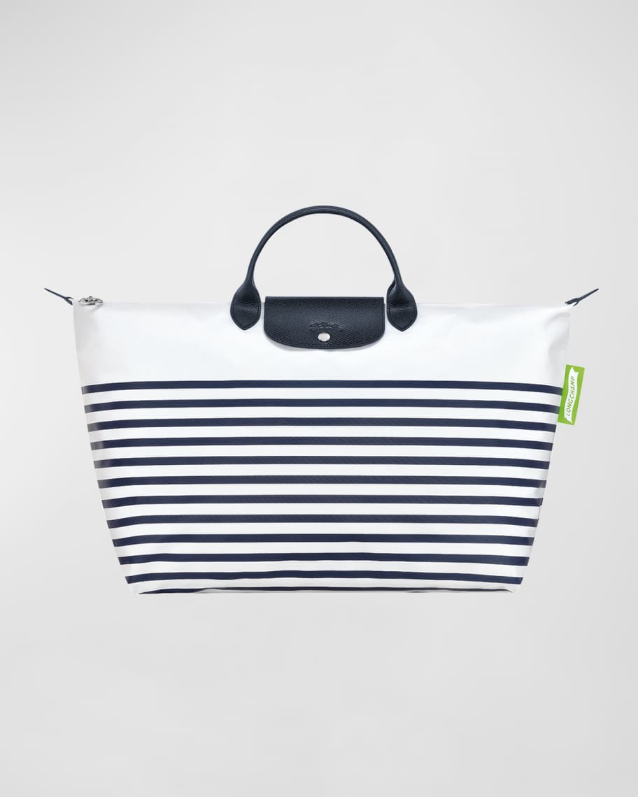 Longchamp Le Pliage 18 Striped Nylon Travel Tote Bag Neiman Marcus