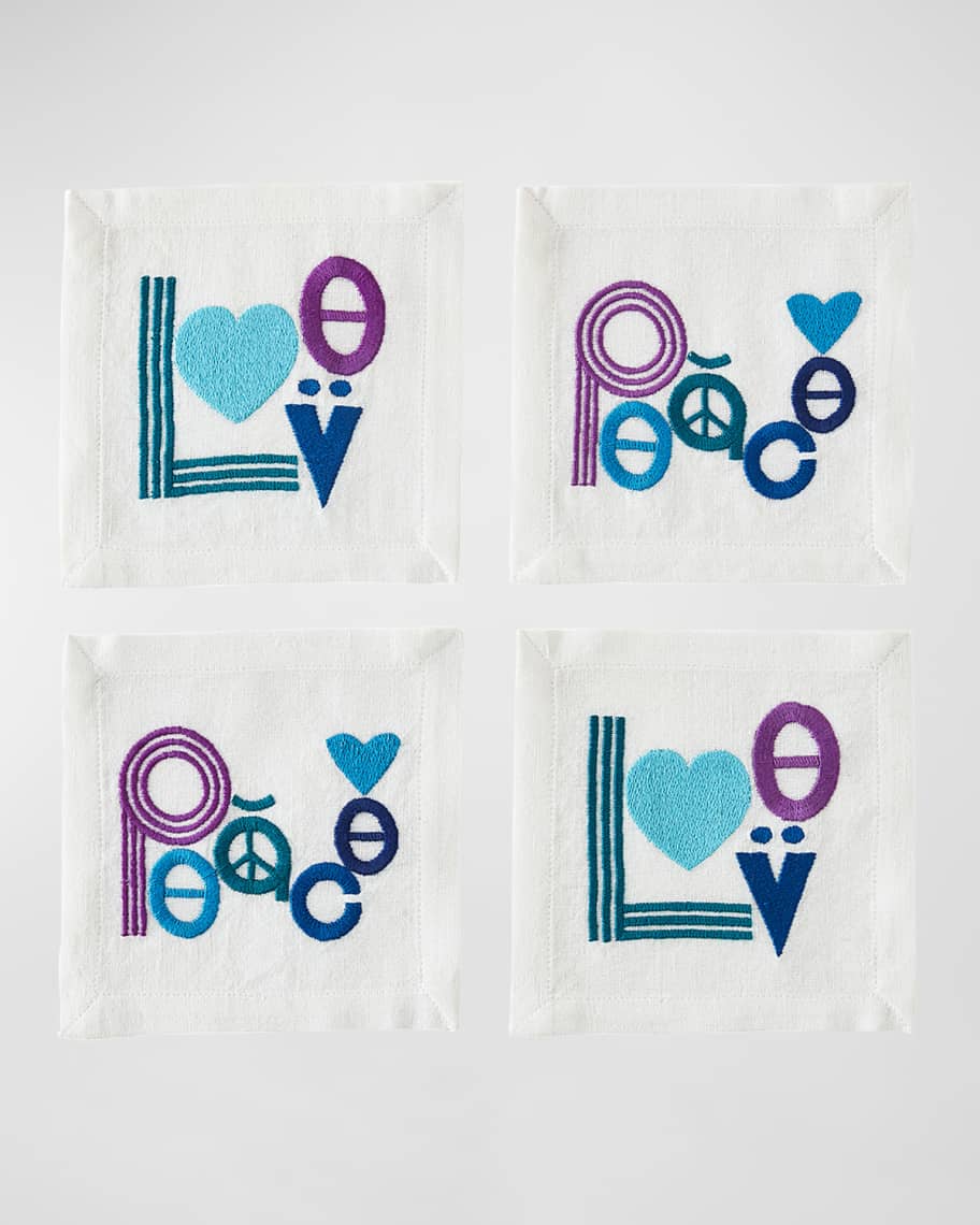 Jonathan Adler Love and Peace Cocktail Napkins, Set of 4 Neiman Marcus