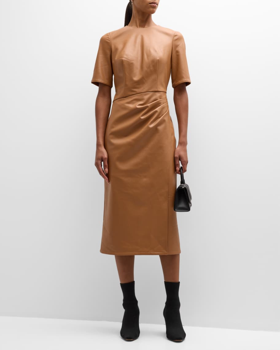 Shoshanna Marley Faux Leather Midi Dress | Neiman Marcus