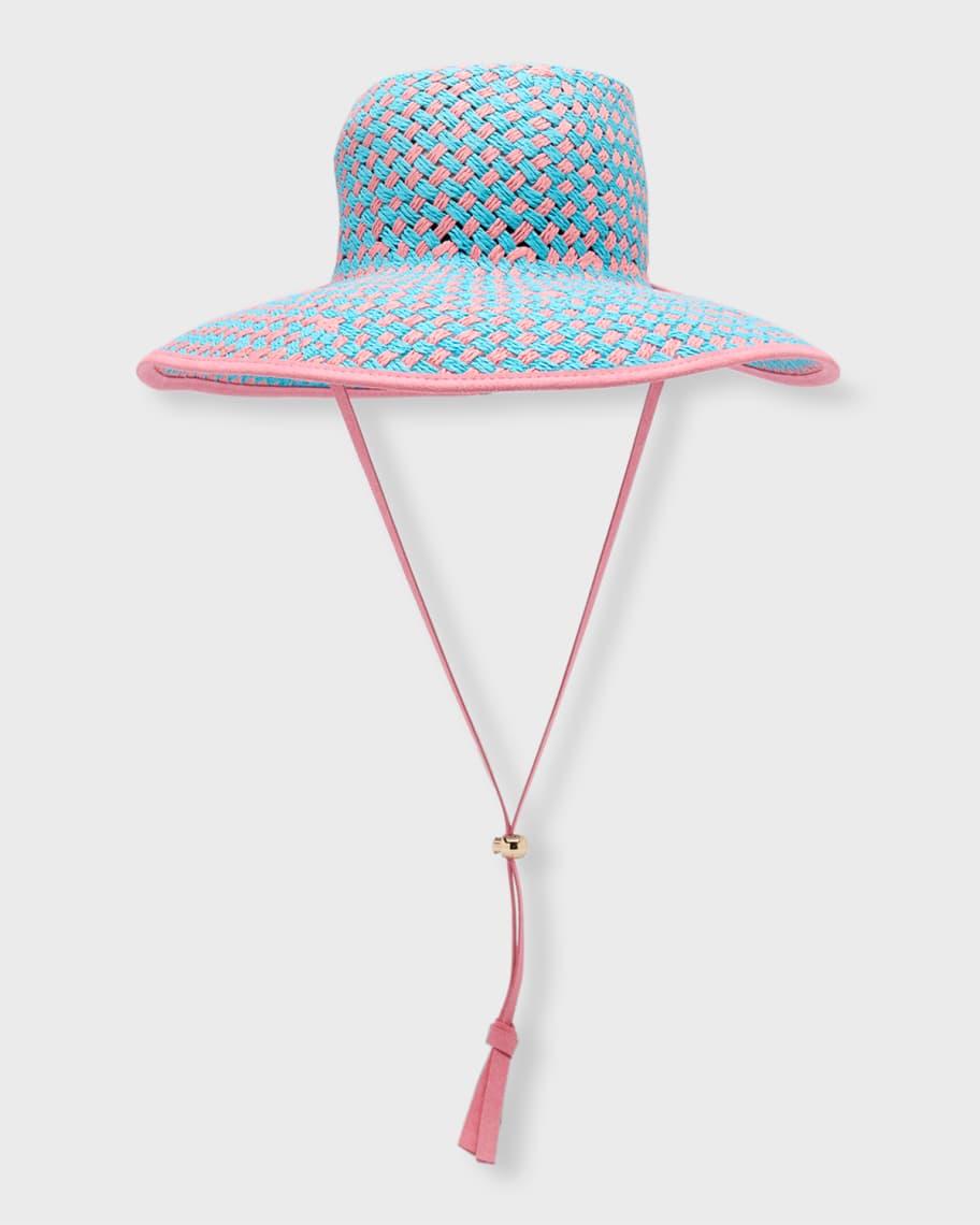 Lele Sadoughi Brielle Checkered Straw Hat | Neiman Marcus
