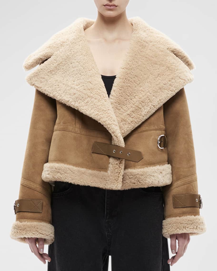 Shoreditch Ski Club Daia Shearling Top Coat with Belted Detail | Neiman ...