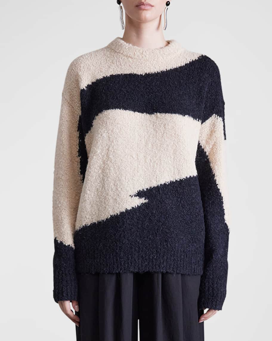 Apiece Apart Elle Textured Colorblock Crewneck Sweater | Neiman Marcus