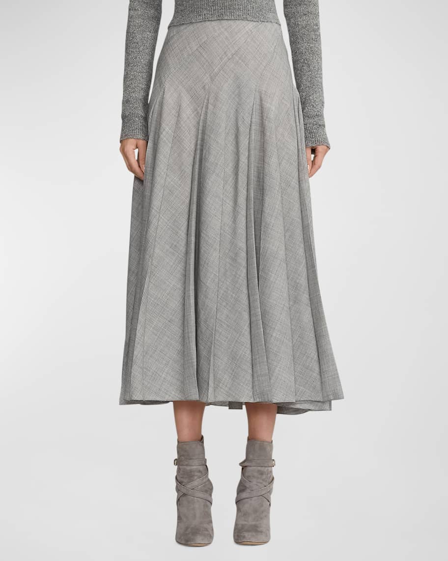 Ralph Lauren Collection Harleigh Pleated Wool Maxi Skirt | Neiman Marcus
