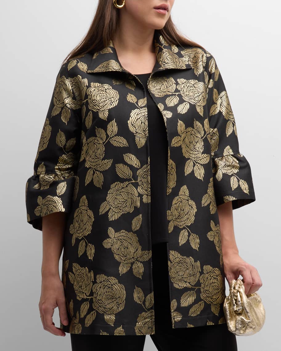 Embroidered Trim Abstract Jacquard Robe Jacket - Women - Ready-to-Wear