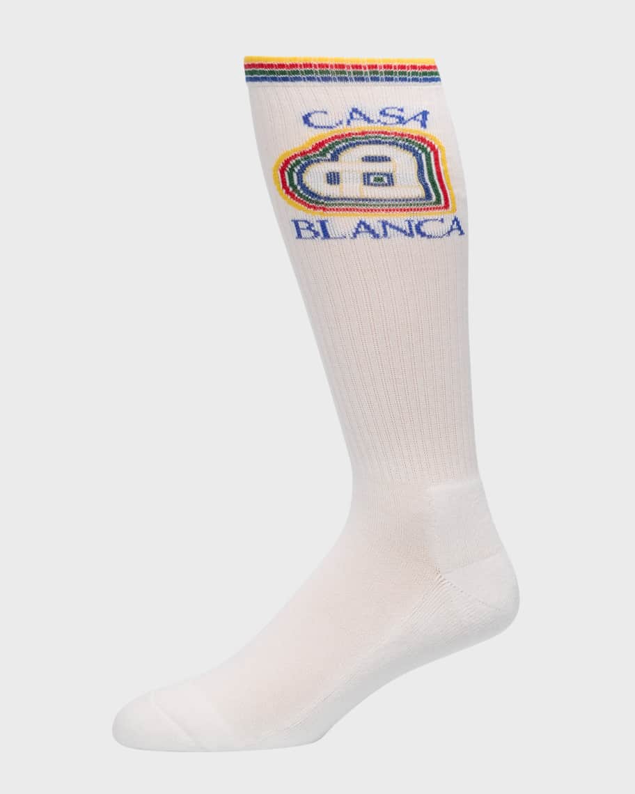 CASABLANCA Men's Heart Monogram MidCalf Athletic Socks Neiman Marcus