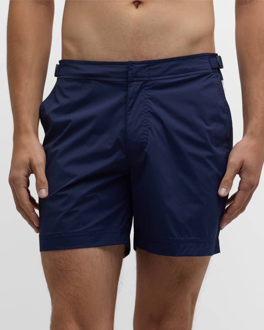 Mens Dark Blue Mid-Length Swim Shorts