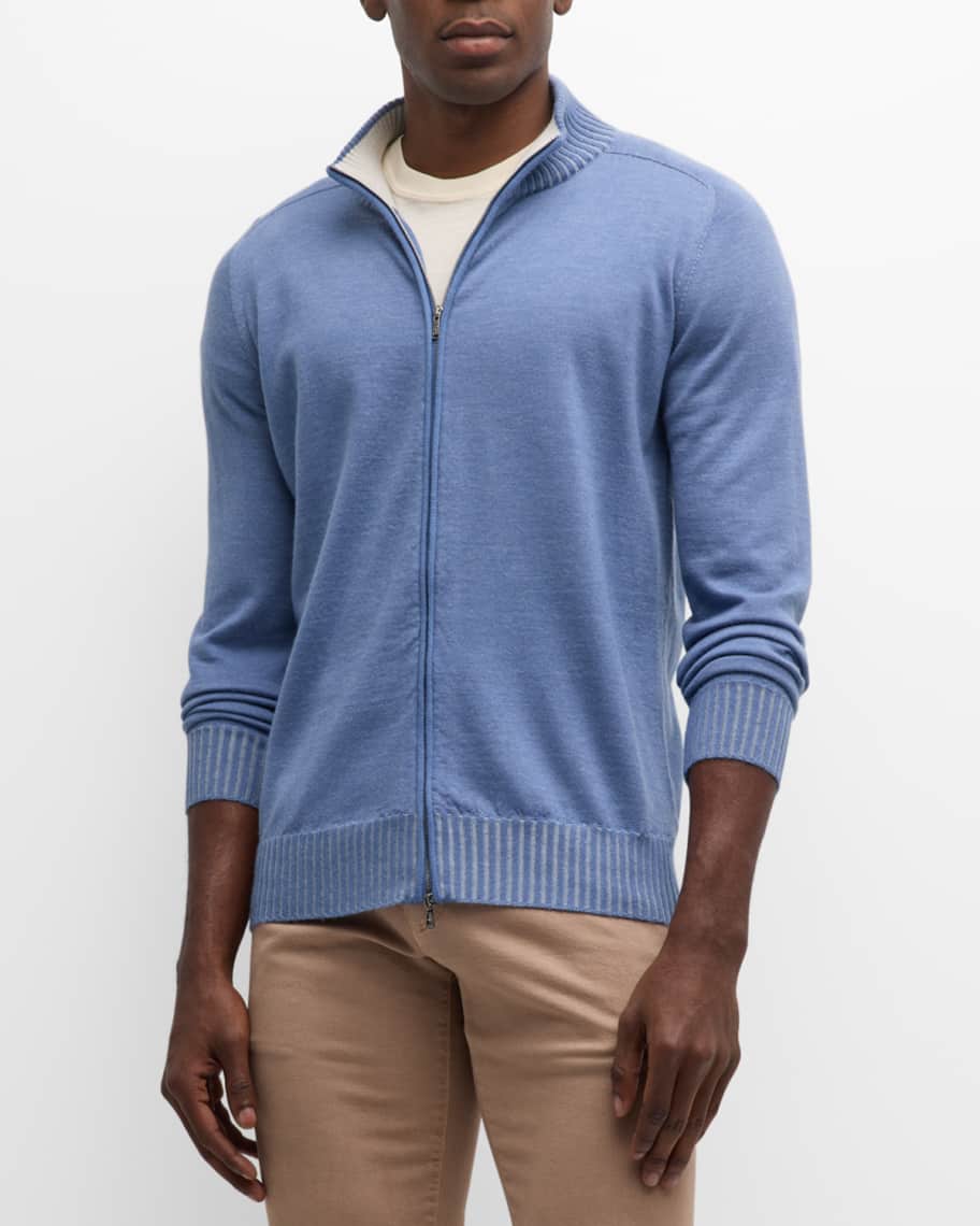 Fioroni Men's Duvet Cashmere Full-Zip Sweater | Neiman Marcus