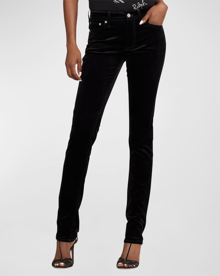 Ralph Lauren Collection Cotton Flocked Velvet Skinny-Leg Jeans | Neiman ...