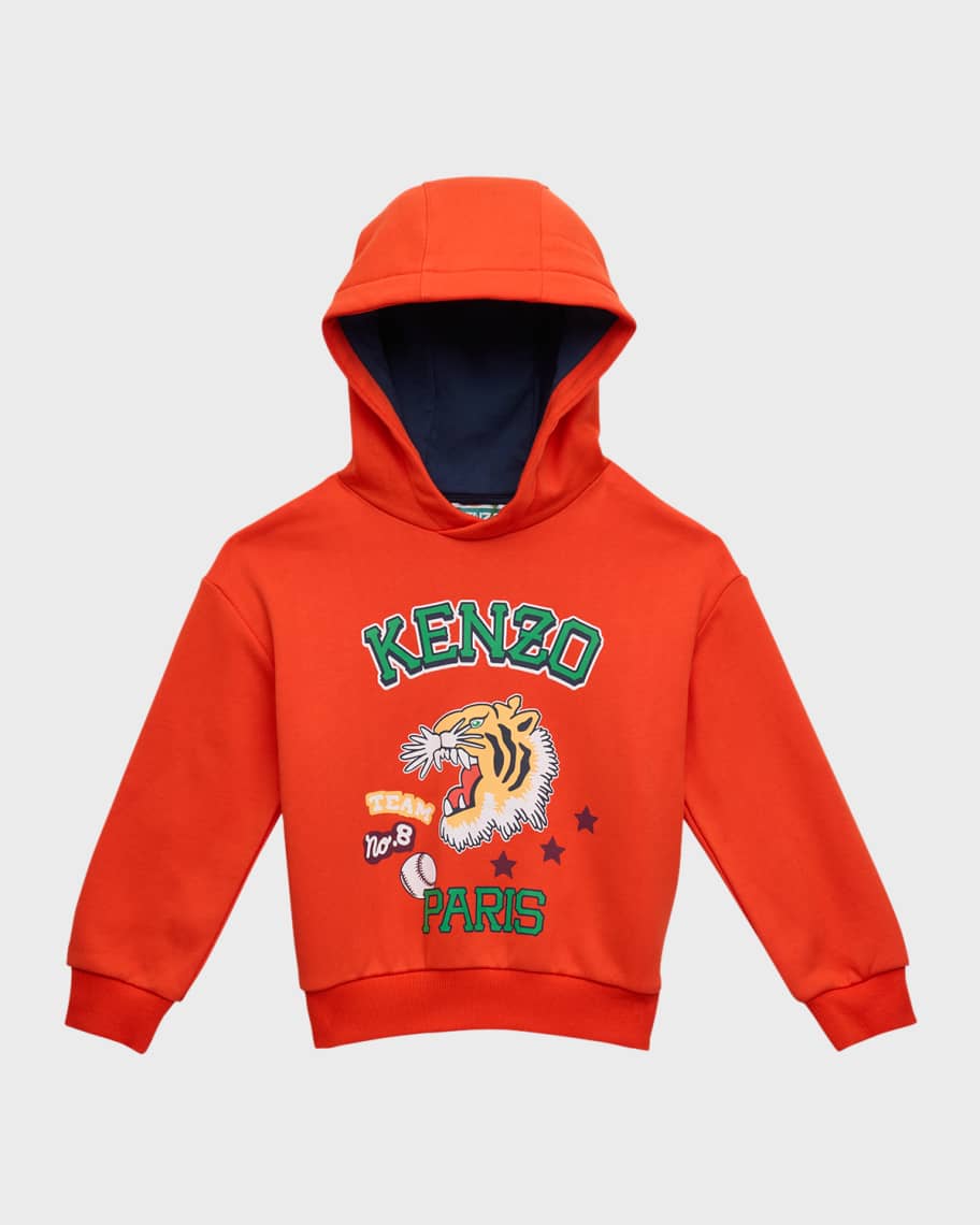 Kenzo Boy's Classic Tiger Graphic Hoodie, Size 45 Neiman Marcus