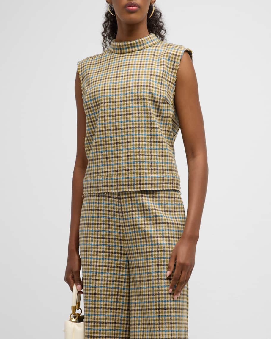 Frances Valentine Colette Sleeveless Boxy Plaid Top Neiman Marcus