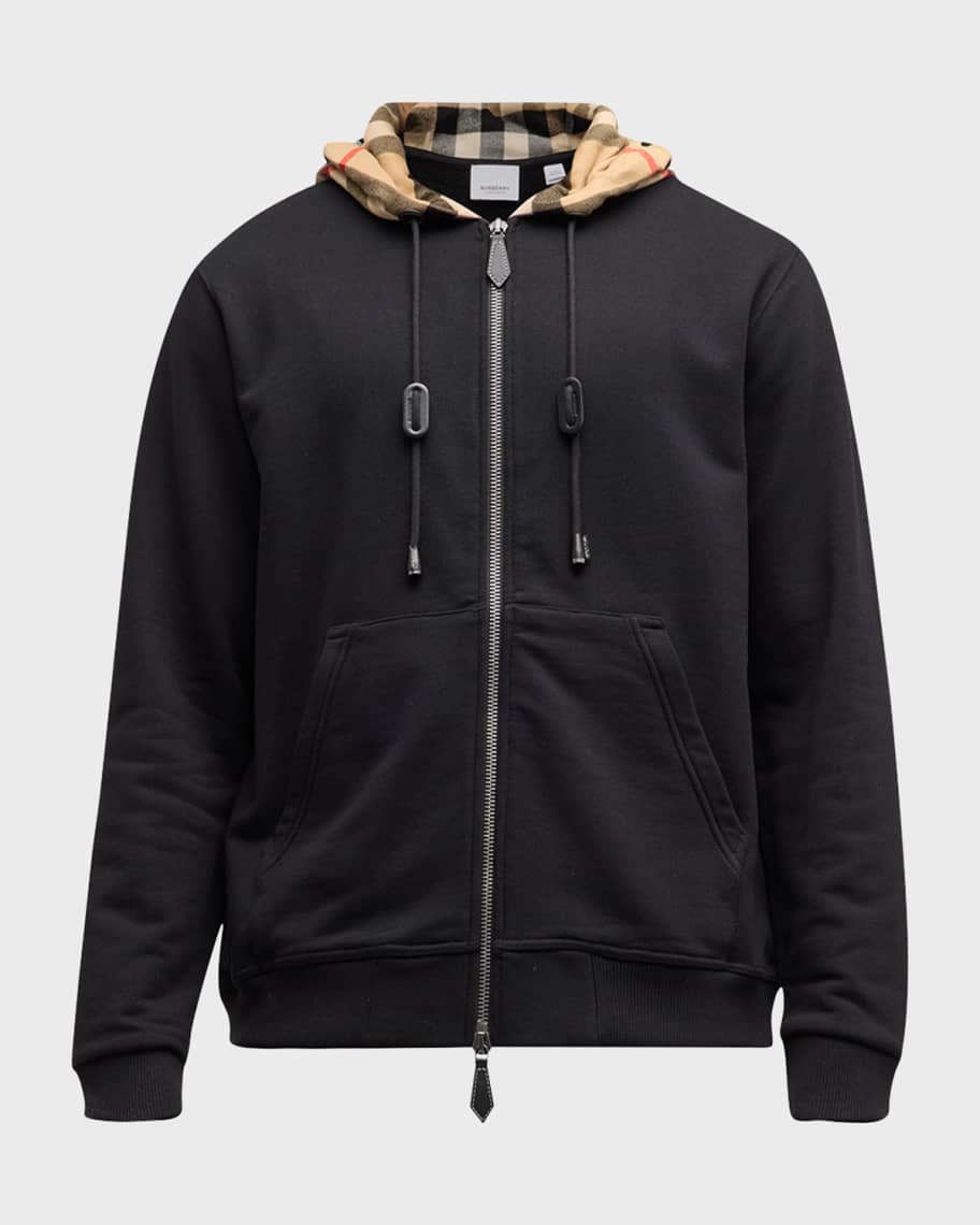 Burberry Men's Samuel Full-Zip Check Hoodie | Neiman Marcus