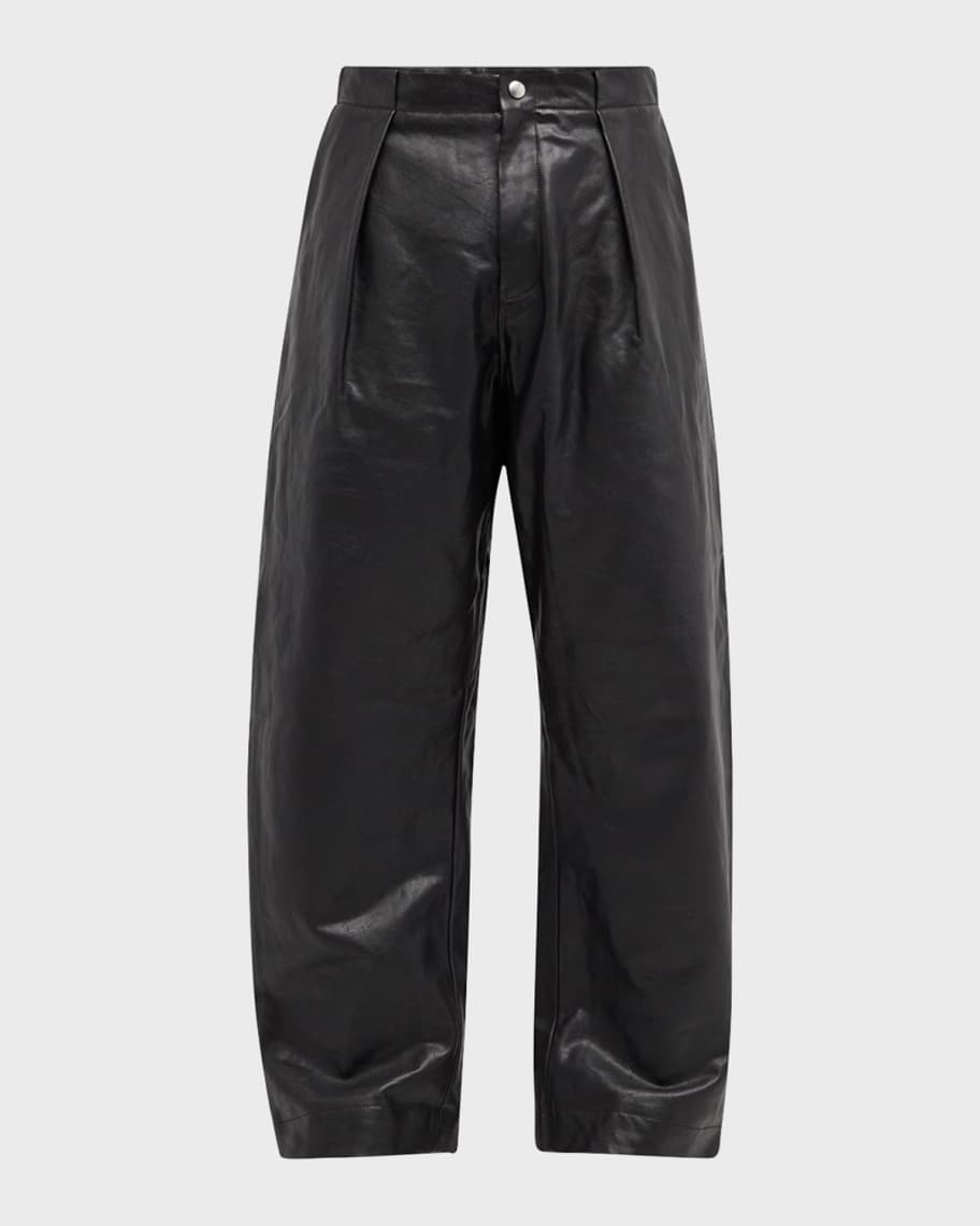Burberry Men s Pleated Leather Pants Neiman Marcus