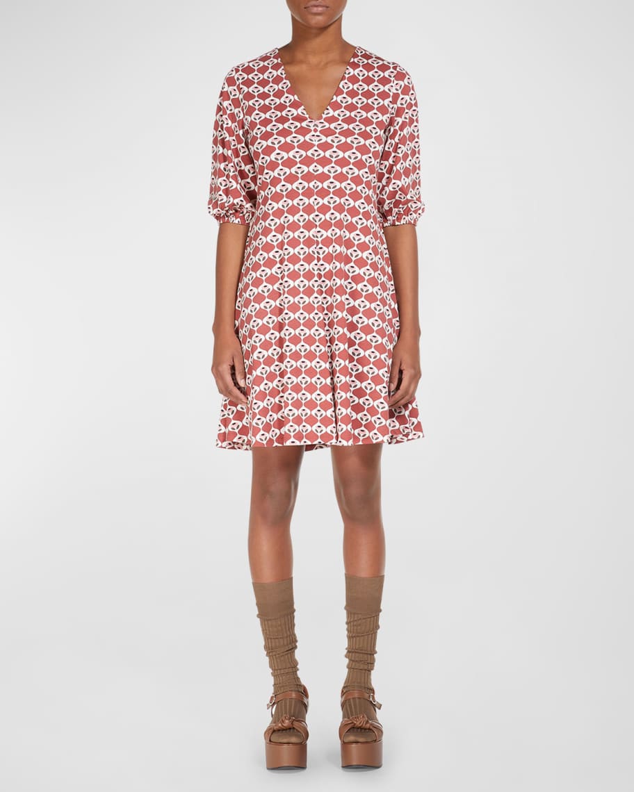 Weekend Max Mara Floral-Print Jersey Mini Dress | Neiman Marcus
