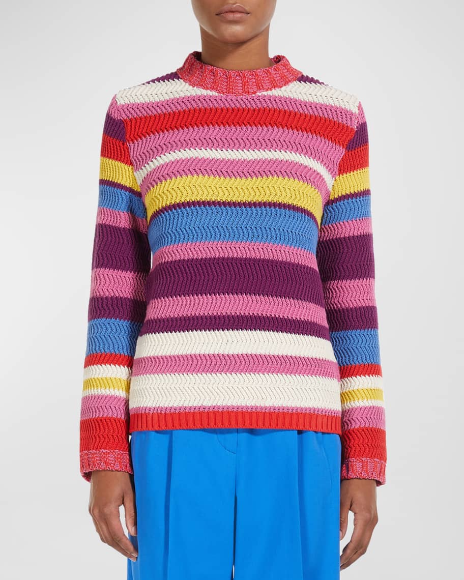 Weekend Max Mara Crewneck Striped Knit Sweater | Neiman Marcus