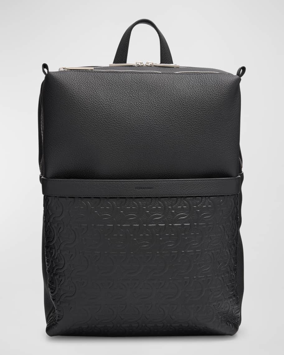 Ferragamo Men's Embossed Gancini Leather Backpack | Neiman