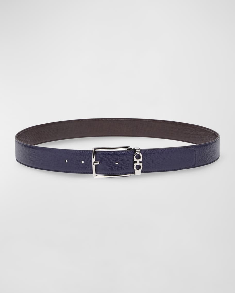 Ferragamo Men's Gancini Reversible Revival Leather Belt | Neiman Marcus